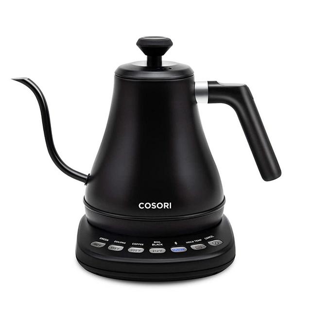 COSORI Electric Gooseneck Bluetooth with Variable Temperature Control Pour Over Coffee Kettle & Tea Kettle, 100% Stainless Steel Inner Lid & Bottom, Quick Heating, 0.8L, Smart Matte Black