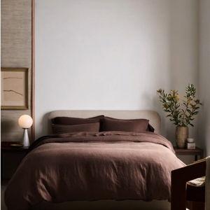 Full/Queen European Linen Duvet Cover Set in Espresso
