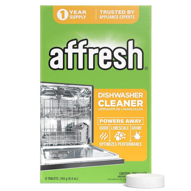 Affresh Dishwasher Cleaner, Helps Power Away Odor Causing Bacteria, Limescale, Mineral Deposits & Grime Inside Pump, Tub & Hoses, 12 Tablets, 1 Year Supply