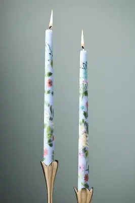Easter Handpainted Taper Candles, Set of 2