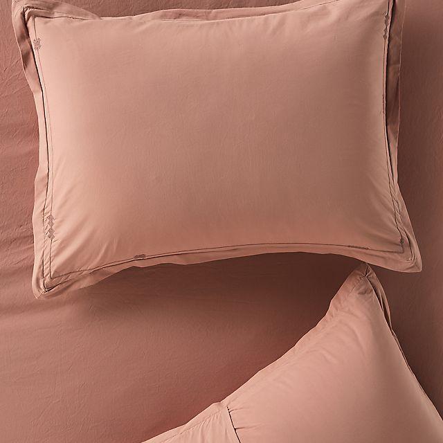 Taylor Organic Cotton Percale Embroidered Shams, Set of 2