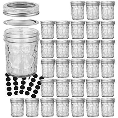Mason Jars 6 OZ, VERONES 30 PACK 6oz Mason jars Canning Jars Jelly Jars With Lids, Ideal for Jam, Honey, Wedding Favors, Shower Favors, Baby Foods