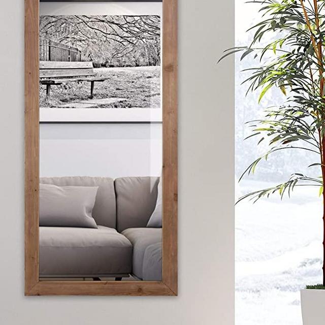 Finehous Full Length Rustic Mirror for Wall – Large Mirror 55”x23” Rustic Brown