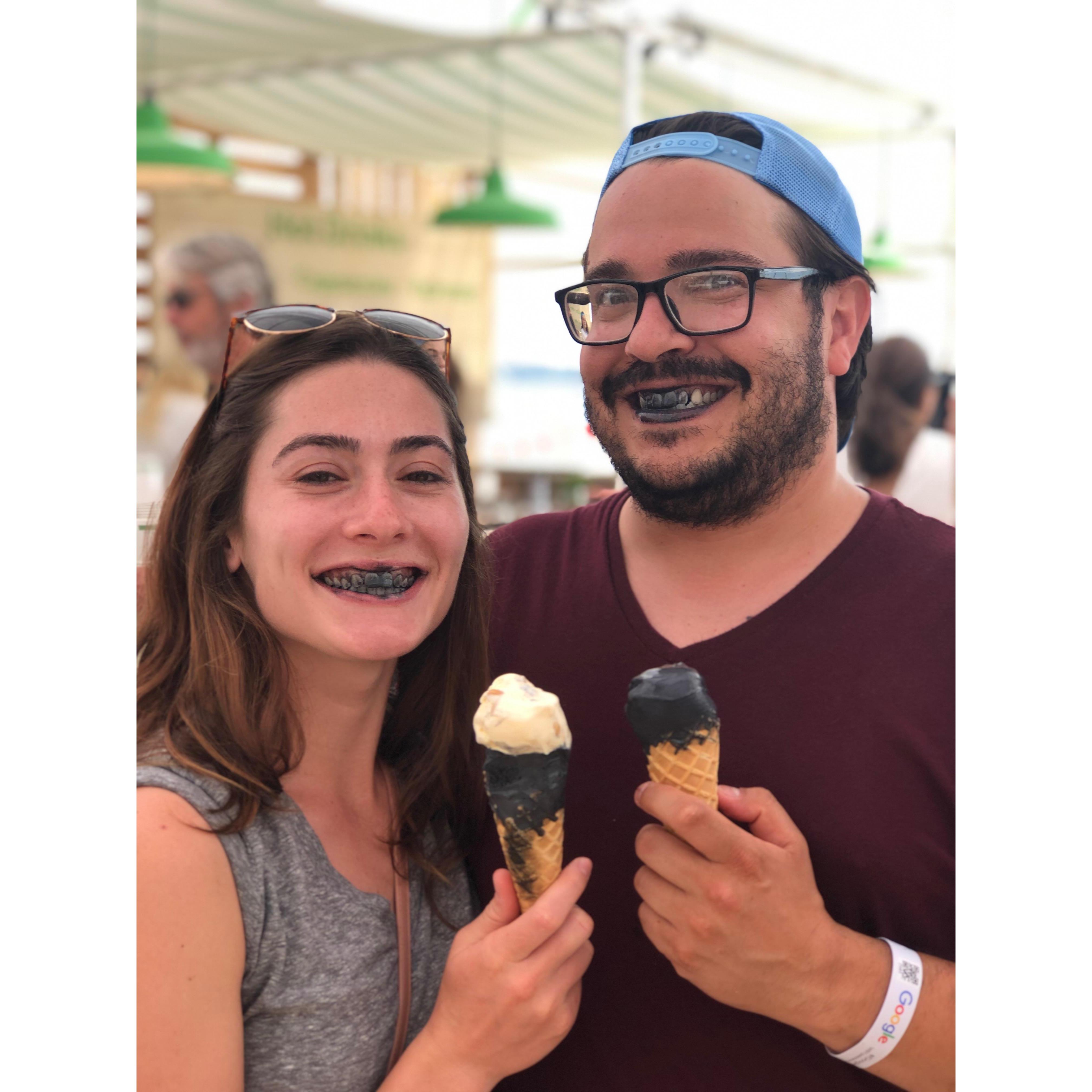Enjoying icecream on the beach in Cannes, France - June 2019