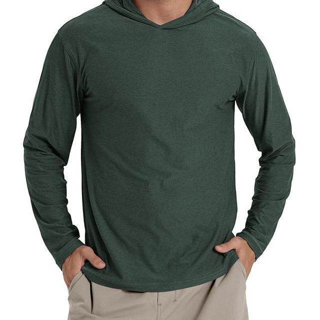 ODODOS Men's Long Sleeve Hoodie - odSTRATUM Tech Performance Pullover - Ultra Soft Moisture Wicking UPF 50+ Top