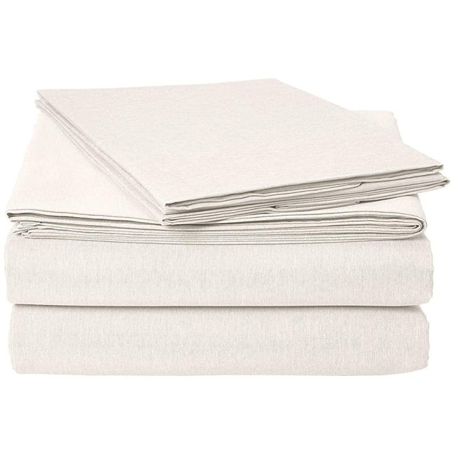AmazonBasics Chambray Bed Sheet Set - Queen, Soft Grey