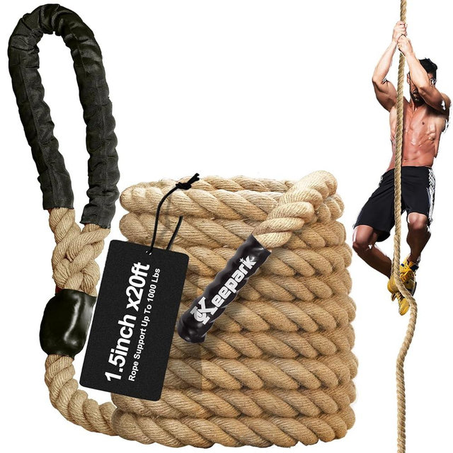 Keepark Climbing Rope, 1.5 Inch Diameter 10FT, 15FT, 25FT Length Gym Climbing Rope for Fitness & Strength Training, Workout Climbing Rope for Adults with Climbing Exercises & Home Workouts