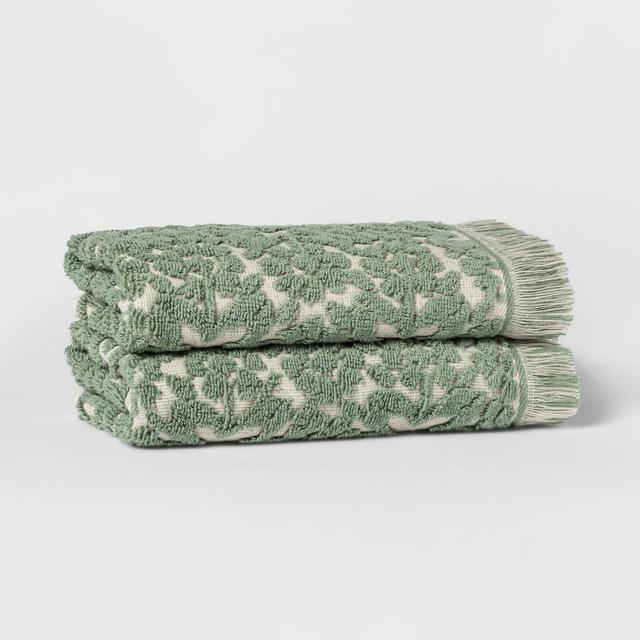 2pk Terry Plaid Hand Towel Set Green - Threshold™