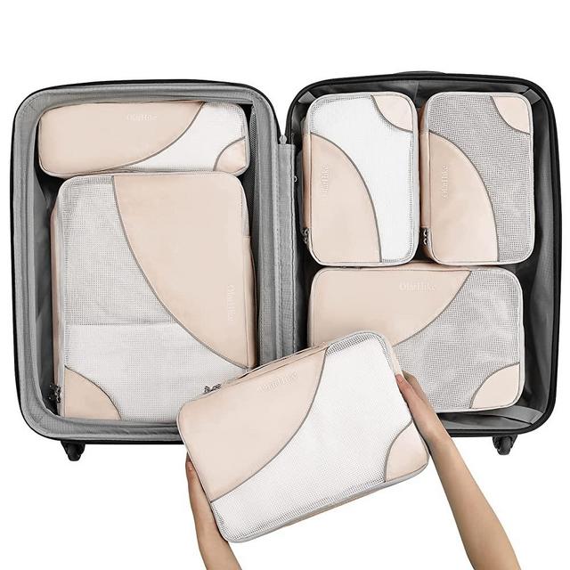 OlarHike 6 Set Packing Cubes for Travel, 4 Various Sizes(Large,Medium,Small,Slim) and 9 Color Options, Luggage Organizer Bags for Travel Accessories Travel Essentials, Travel Cubes for Carry on Suitcases…