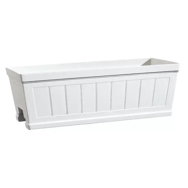 Hanover 27 in. White Resin Beadboard Deck Rail Planter