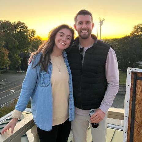 Enjoying a classic Madison, Indiana sunset while visiting friends from Austin's time at Hanover College