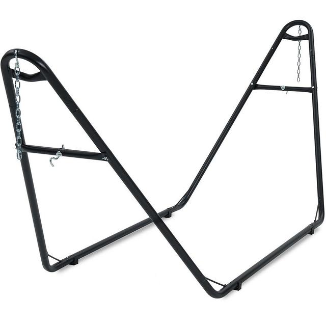 gafete Universal 2 Person Hammock Stand Only, 600 lbs Capacity, Adjustable Heavy Duty Powder-Coated Steel Stand, Multi-Use, Fits 9 to 14ft Hammocks, XXL Size (Black)