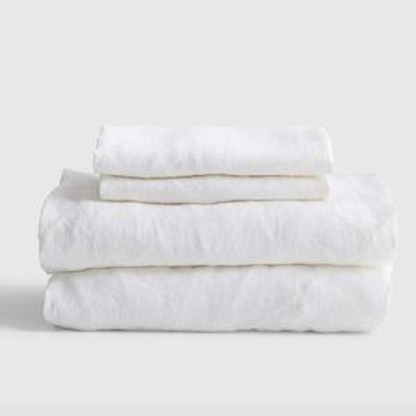 European Linen Sheet Set in White- King Size