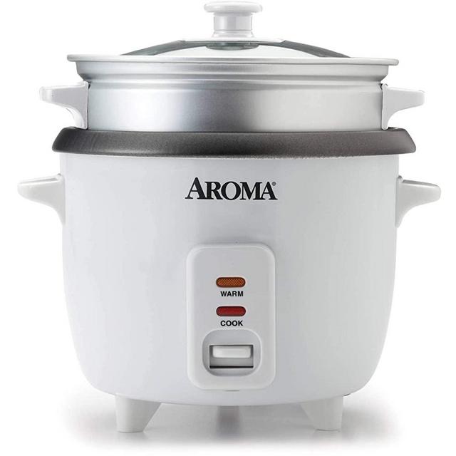 Aroma 6-Cup Rice Cooker And Food Steamer, White