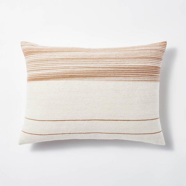 Textured Striped Lumbar Throw Pillow Cream/Cognac - Threshold™ designed with Studio McGee