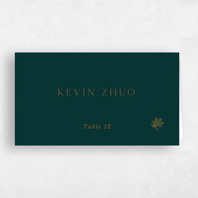 Dark Emerald, Green Wedding Place Card - Mapleton