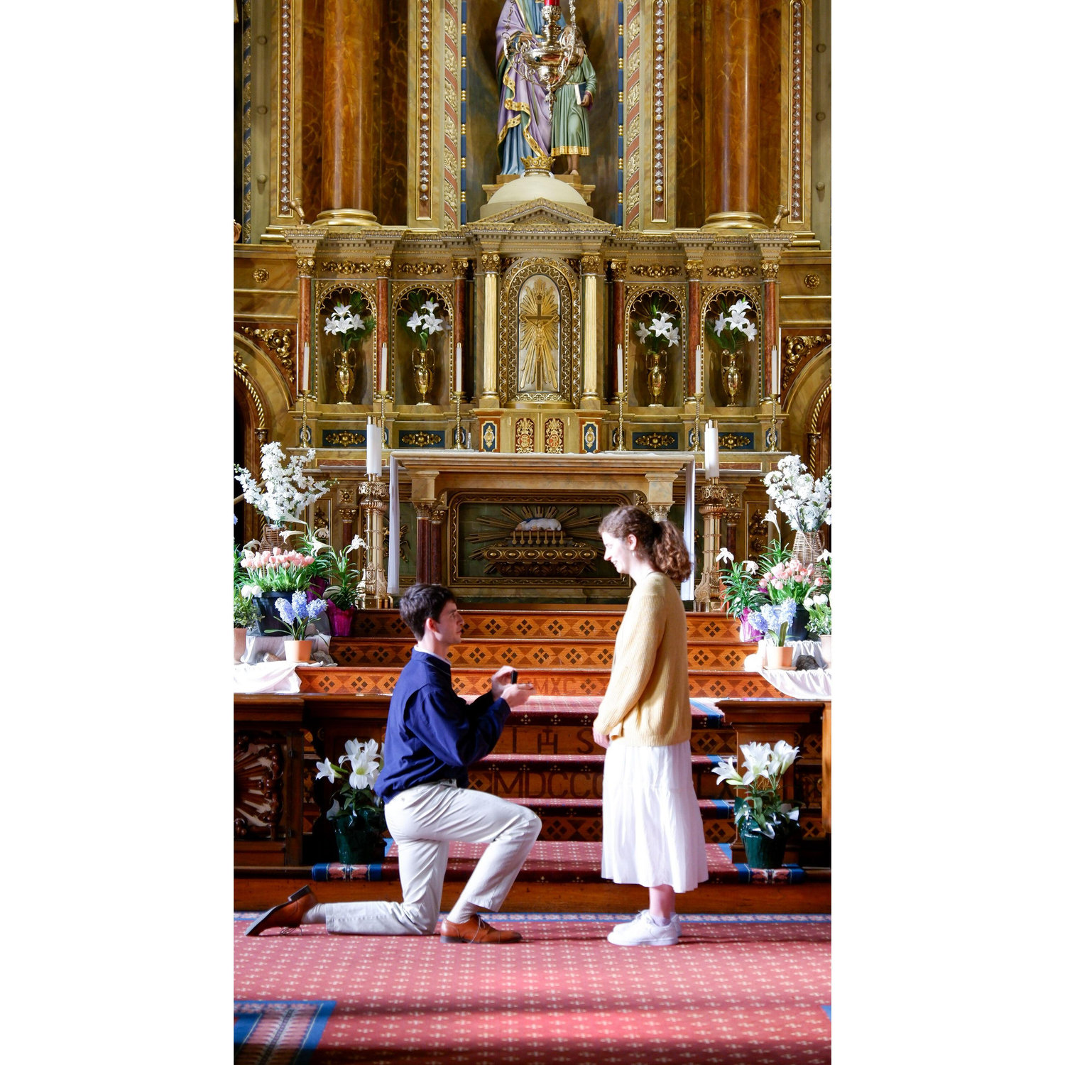Zach proposed to Christine at the Shrine of St. Joseph in St. Louis on May 1, 2025. The feast of St. Joseph the Worker!