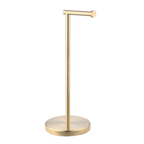 KES Gold Toilet Paper Holder Free Standing SUS 304 Stainless Steel Rustproof Pedestal Lavatory Tissue Roll Holder Floor Stand Modern Brushed Brass Finish, BPH283S1-BZ