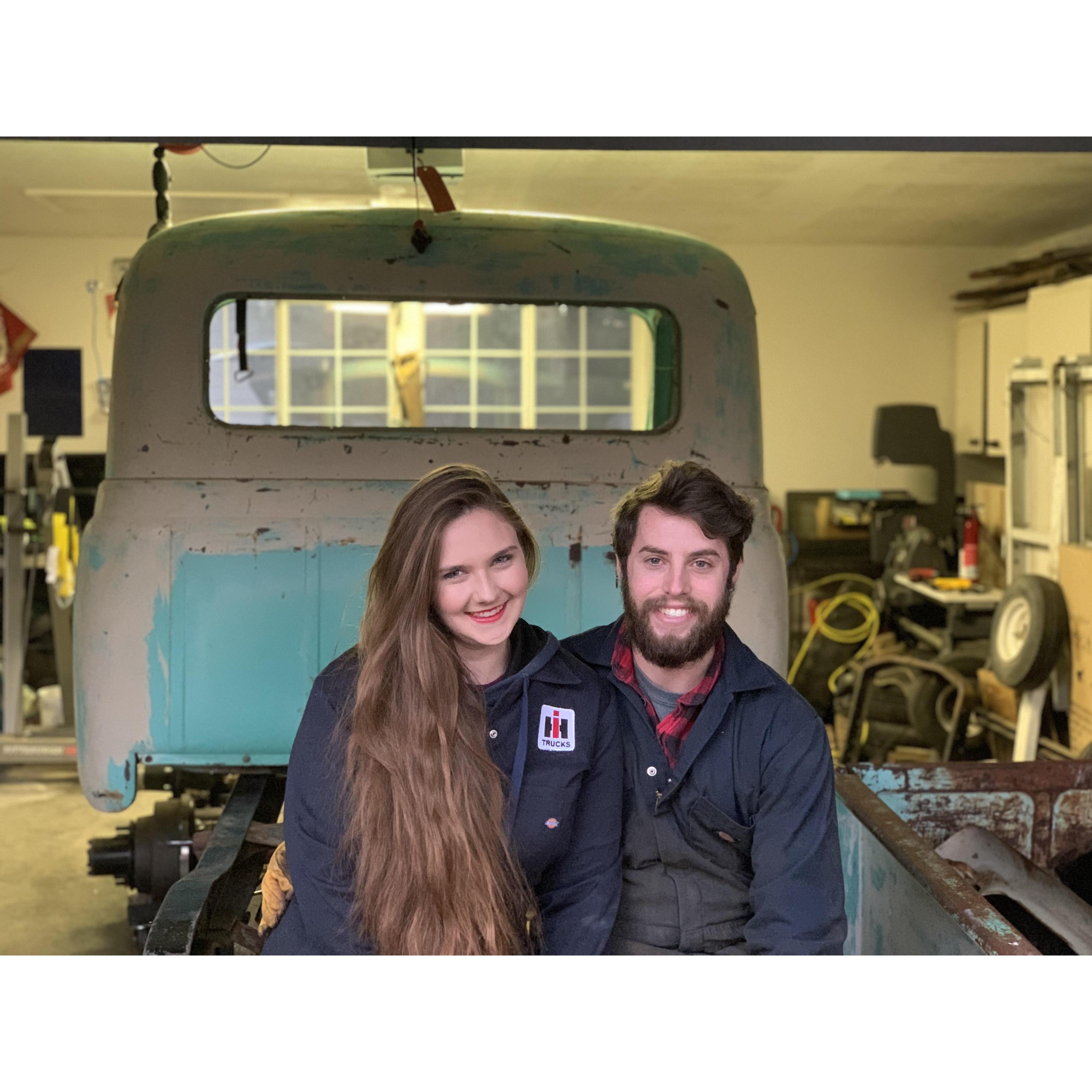 Working on the '56 International . . . Fingers crossed that she's ready in time!