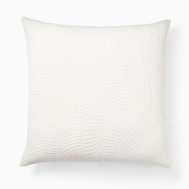 Trailing Fern Matelassé Duvet, Euro Sham, White