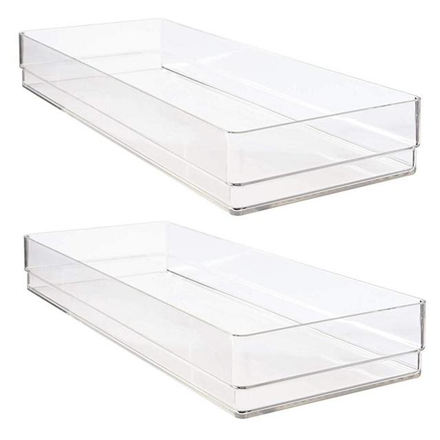 STORi Clear Plastic Drawer Organizers 15" x 6" x 2" l Set of 2