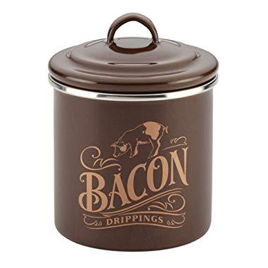 Ayesha Curry 46950 Enamel on Steel Bacon Grease Can / Bacon Grease Container - 4 Inch, Brown