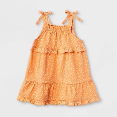 Grayson Mini Baby Girls' Tie Shoulder Dot Dress - Orange