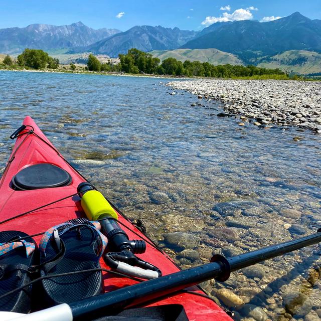 Kayak rentals for an afternoon on the Yellowstone river on our honeymoon