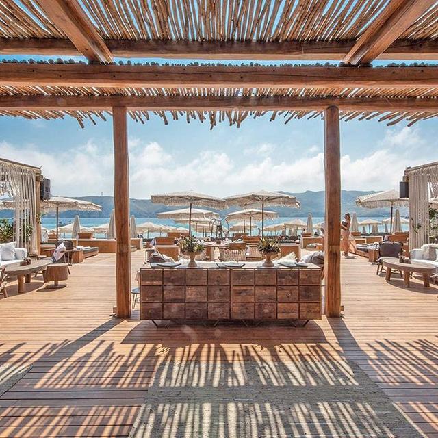 Relaxing at a Beach Club in Mykonos