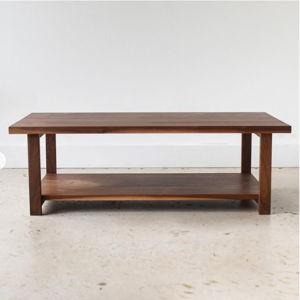 Modern Solid Wood Coffee Table with Lower Shelf
