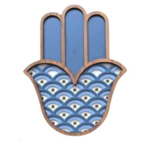 Blue Wooden Decorative Hamsa