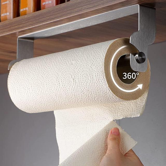 ZUNTO Paper Towel Holder Under Cabinet - Vertical & Horizontal Paper Towel Rack Without Drilling / Stick on Wall Towel Paper Holder Self Adhesive