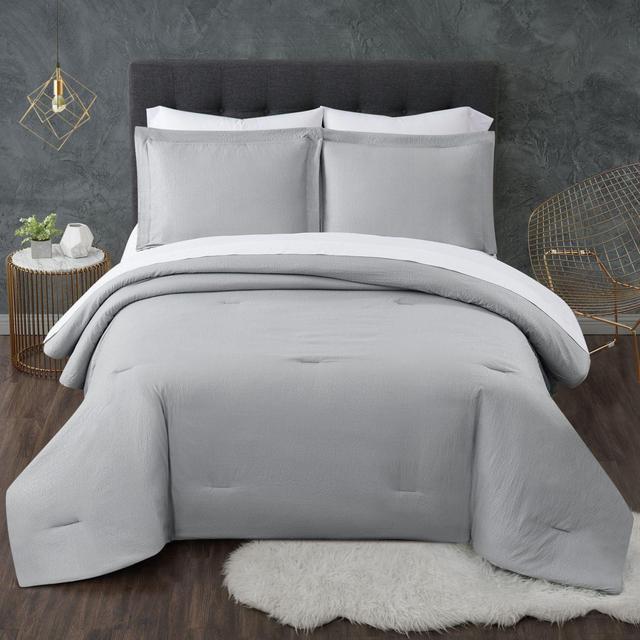 Truly Calm® Antimicrobial Seersucker 7-Piece Reversible Queen Comforter Set in Grey