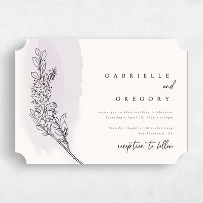 Purple Ticket Wedding Invitation - Lorraine Landscape