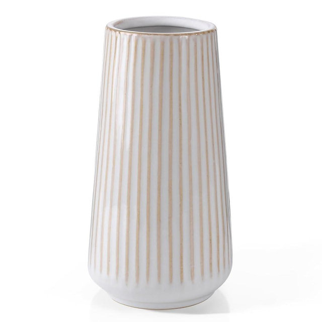 Ceramic Vase, GUKJOB Small Cute Flower Vase for Pampas Grass, Home, Living Room, Dining Table, Farmhouse, Office Decor, Bedroom, Table, and Kitchen Shelf (Yellow Ribbed)