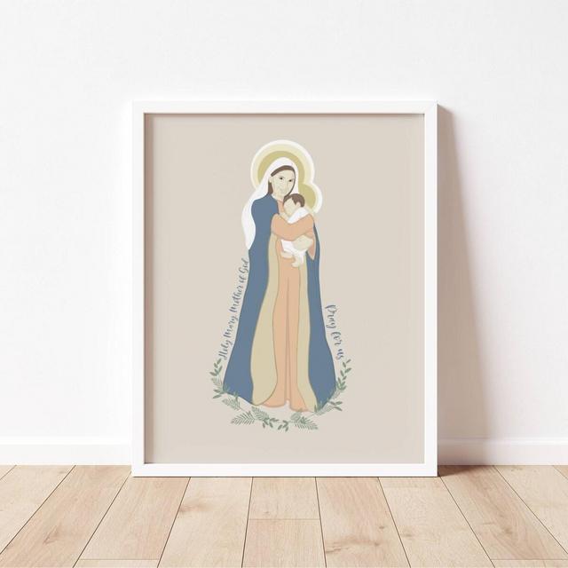 MARY - MOTHER of JESUS- Catholic Saint Art Print - Digital Download - Communion of Saints -Saint Series - Quote