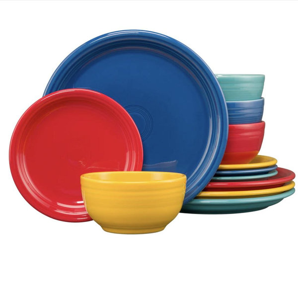 Vibrant Bistro Coupe 12-Piece Dinnerware Set, Service for 4
