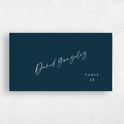 Deepest Teal, Blue Wedding Place Card - Atlas