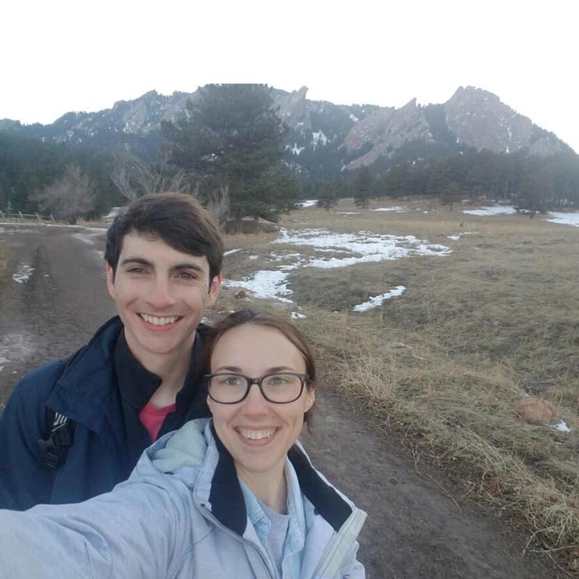 Our hike down after the proposal on top of the Flatirons