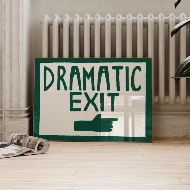 Retro Wall Art, Funny Hallway Print, Landscape Poster, Dark Green Dramatic Exit Print, Mid Century Wall Art, Hand Painted Wall Decor Print