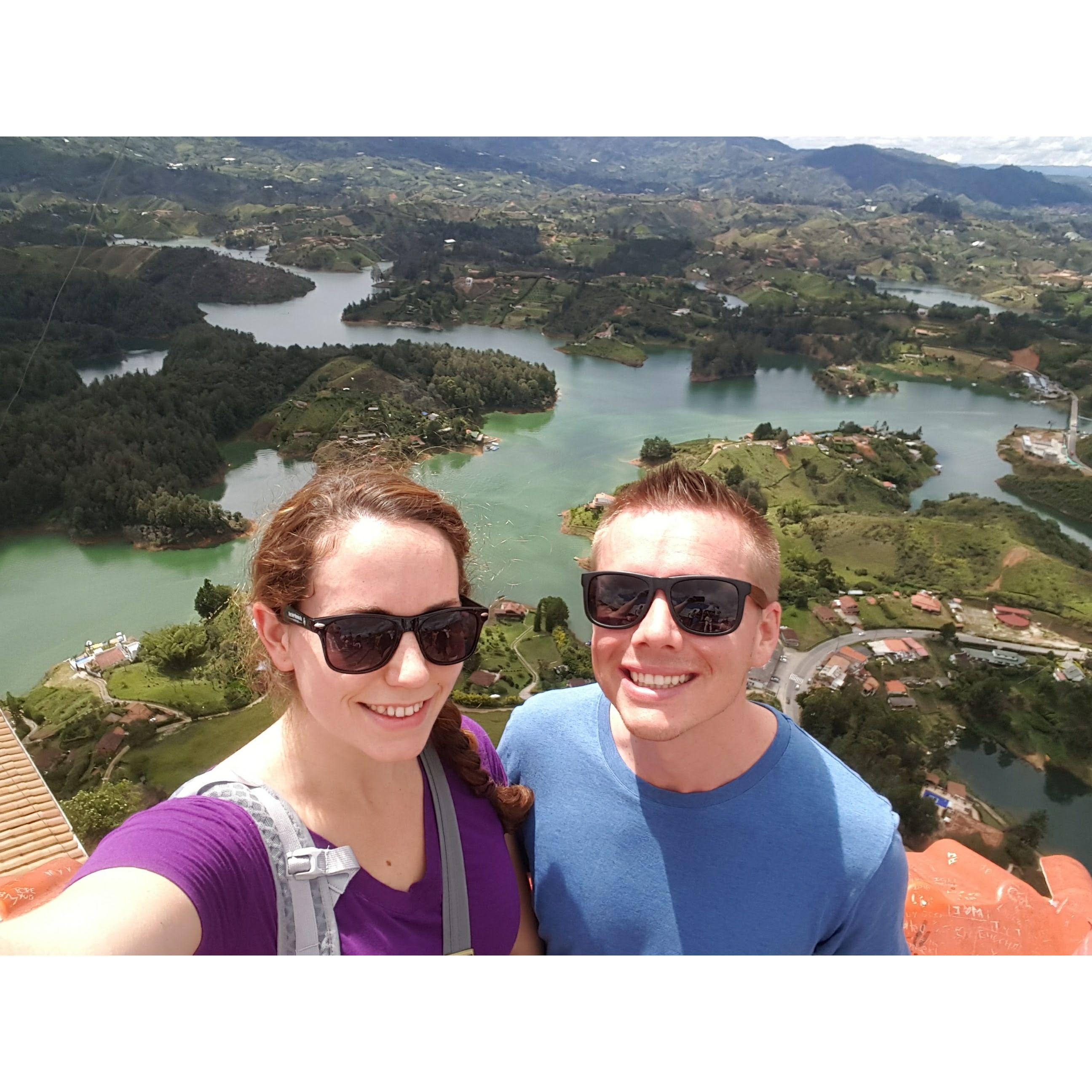 El Peñón de Guatapé outside of Medellín, Colombia.  708 steps to the top.
