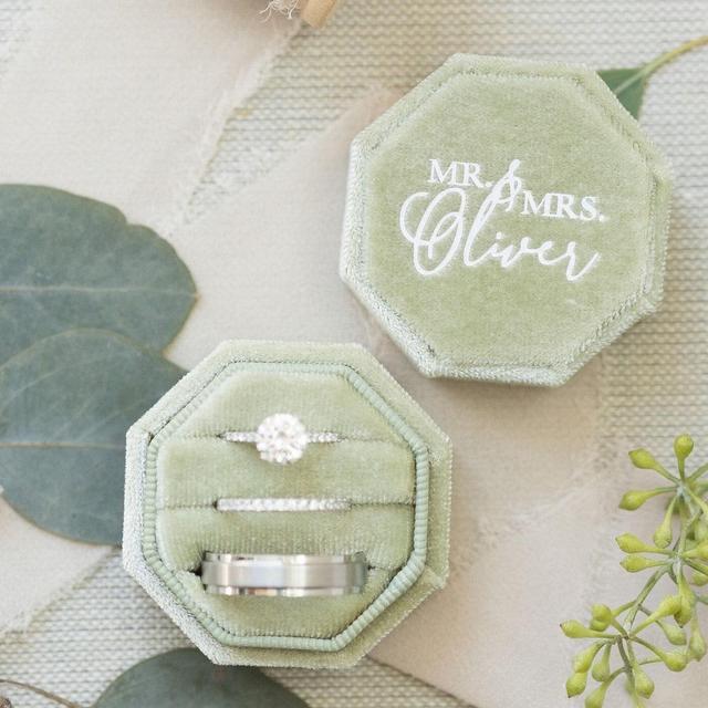 Triple Slot Octagon Velvet Ring Box | Custom Wedding Ring Box | Engagement Ring Box | Triple Slot | Modern Ring Box | Custom Ring Box