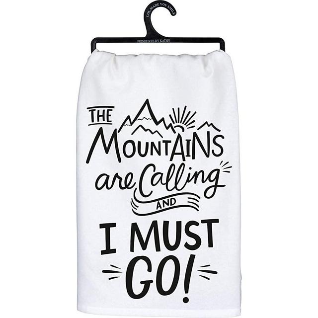 Primitives by Kathy LOL Made You Smile Dish Towel, 28 x 28, The Mountains are Calling