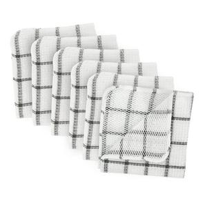DII Microfiber Scratch Free Scrubber Cleaning Dishcloth with Poly Mesh Scour Side, Wash Cloth Perfect for Kitchens, Dishes, Car, Dusting, Drying Rags, 12x12, Set of 6 - Gray Windowpane