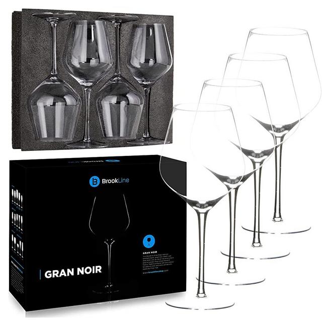 Brookline Wine Glasses Set of 4 - Italian Style, Hand Blown, Long Stem 22.50 oz Red or White Wine Glasses - Ultra Thin Large Wine Glass Set - Great Gift Packaging - Ideal for Any Occasion