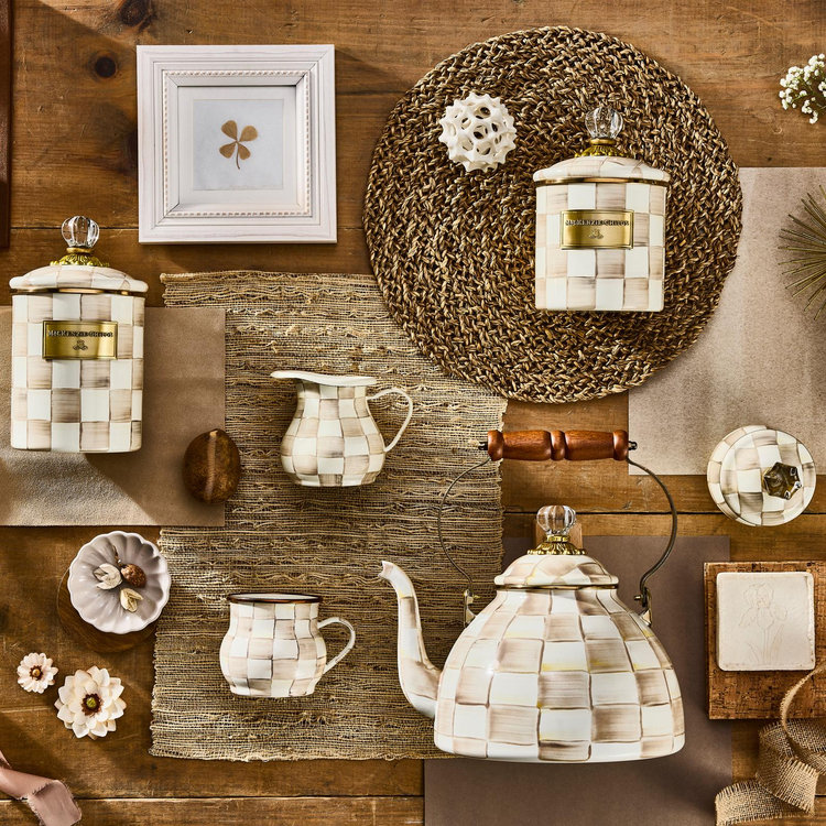 MacKenzie-Childs, Mocha Check Enamel Creamer | Zola