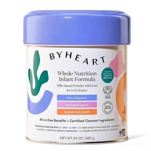 ByHeart Whole Nutrition Infant Formula Powder for Infants 0-12 Months, Made With Organic Grass-Fed Whole Milk, Clean Label Project Certified, Closest-to-Breast Milk Baby Formula Patented Protein Blend (24 Ounce (Pack of 1))
