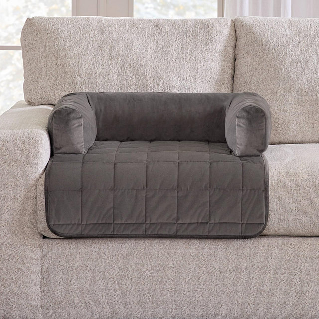 Sure Fit 46"x32" Pet Otis Quilted Three Sided Bolster Pet Bed Waterproof Couch Protector Large: Machine Washable, Indoor Microfiber Slipcover