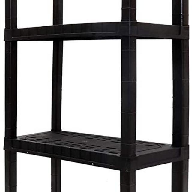 Oskar Heavy Duty 4-Tier Interlocking Storage Shelf - Black, Multi-Purpose Storage Organizer with Rust-Resistance Plastic Material, Holds Up to 400lbs