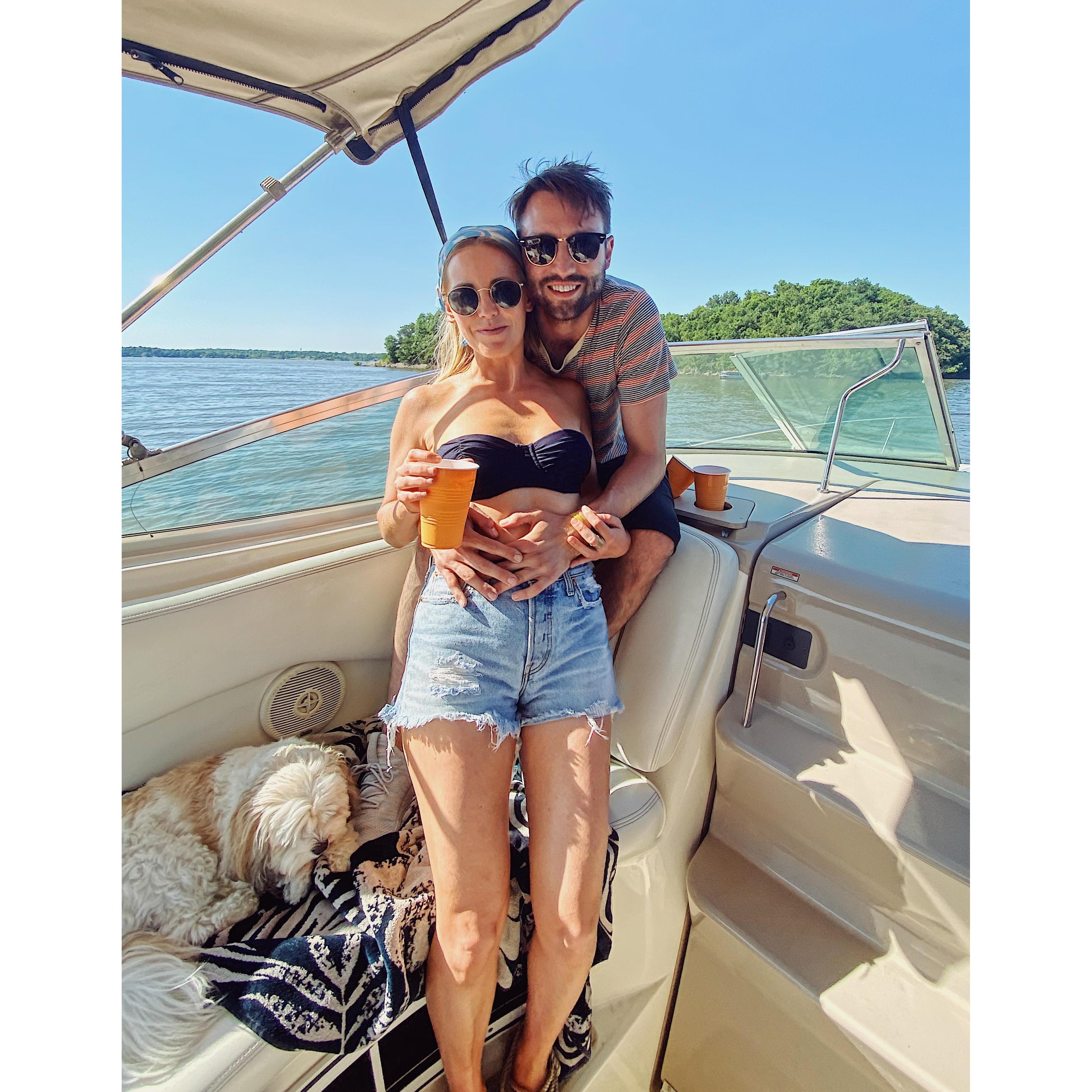 Lake hangs with Gale and Leanne and the sleepy pup Gables.